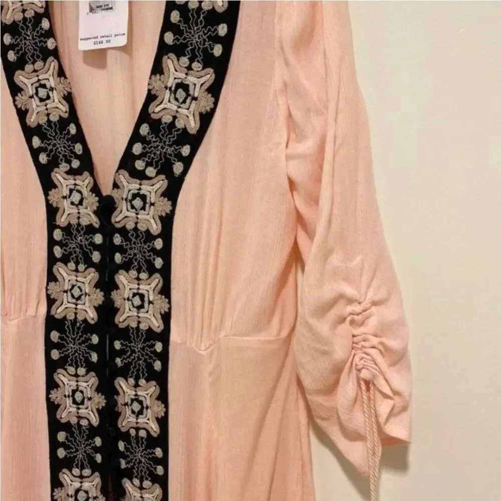 Free People Size 2 Embroidered Sheer Pink Dress